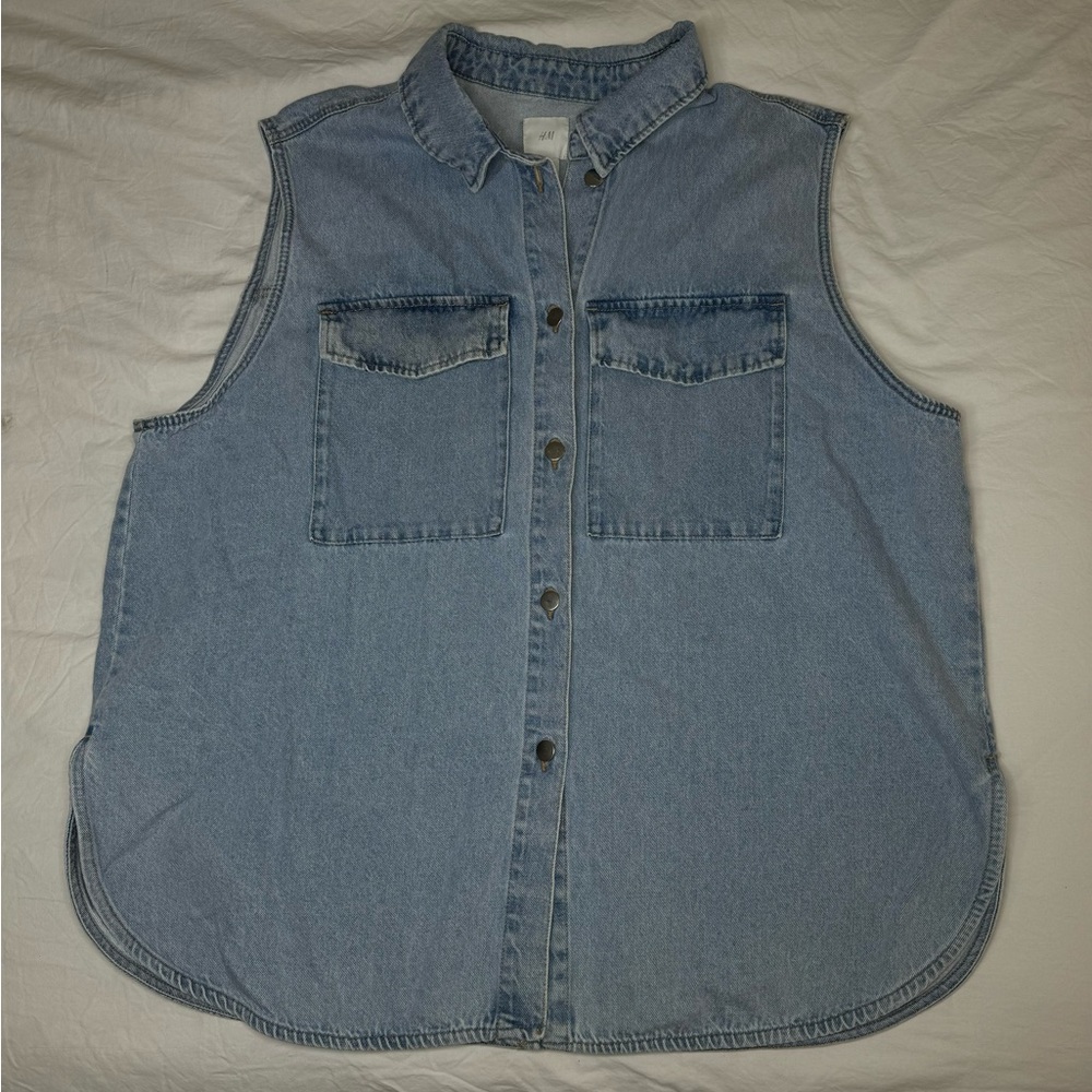 NWOT - H&M Denim Oversized Vest Button Up | Jean Vest | Sleeveless | Size XXL
